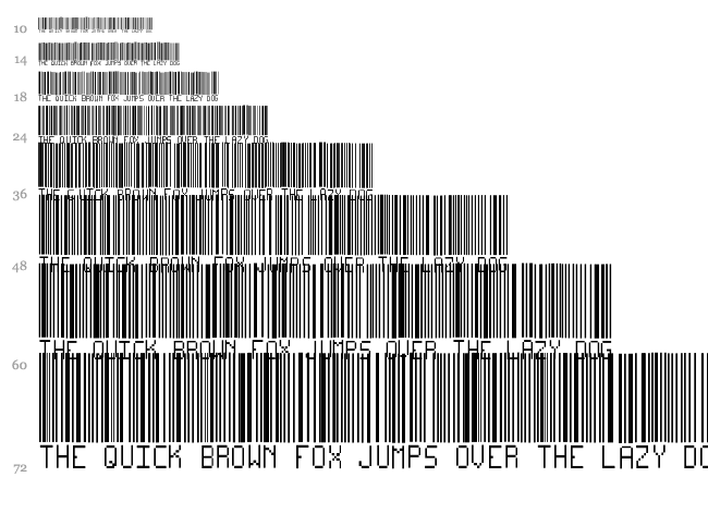 Barcode TFB font waterfall